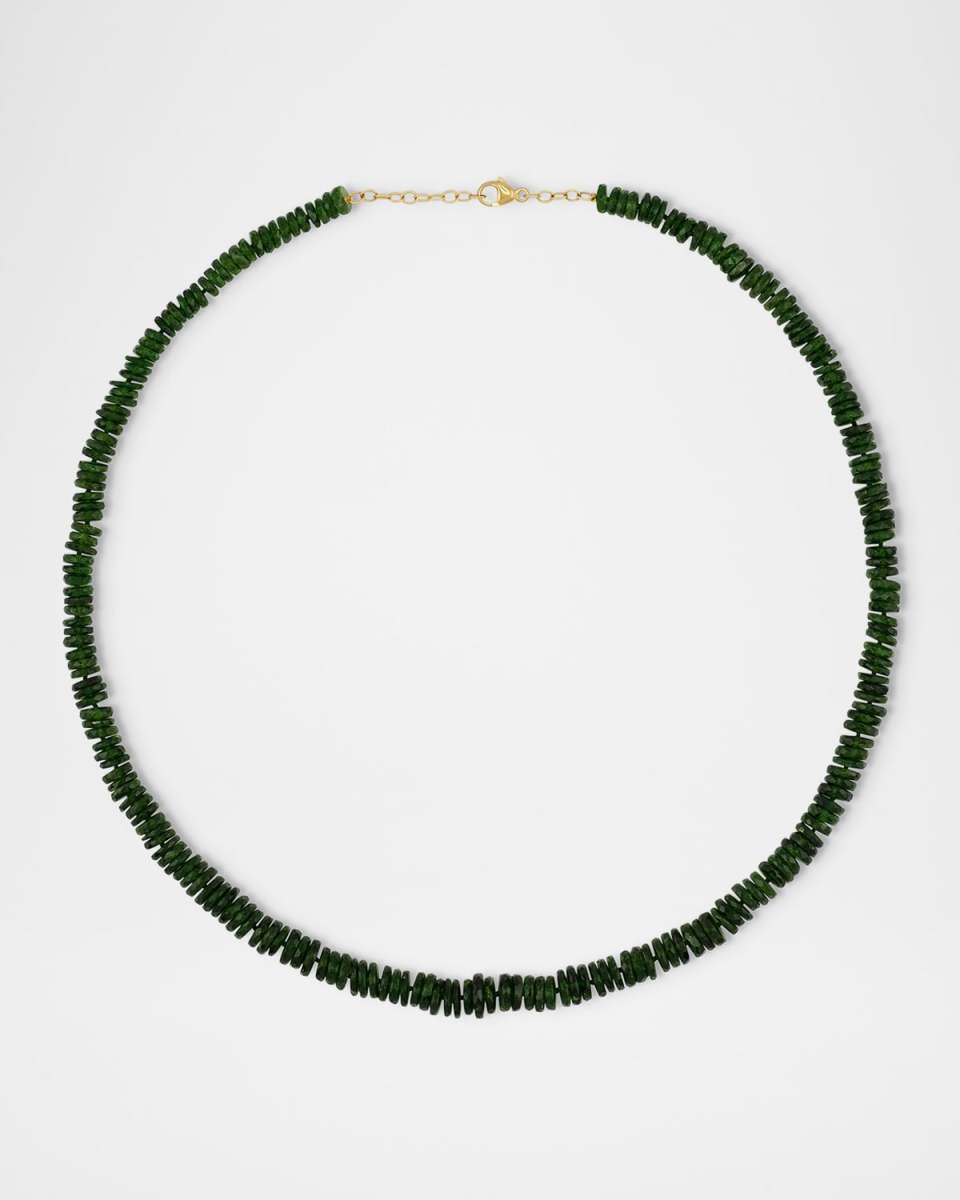 Fancy-Cut Chrome Diopside Necklace in 14K Yellow Gold, 17.5"L
